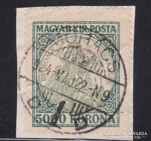 1921/1925 Koronás Madonna 5000 korona MOHÁCS Körpecsét Bélyeg