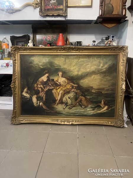 Monumentális 19. századi velencei festmény: Európa elrablása (Tiepolo után) – Pazar blondel keretben