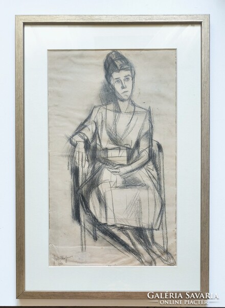 Szobotka Imre(1890-1961): Kubista női portré. Jelzett, datált:1922.