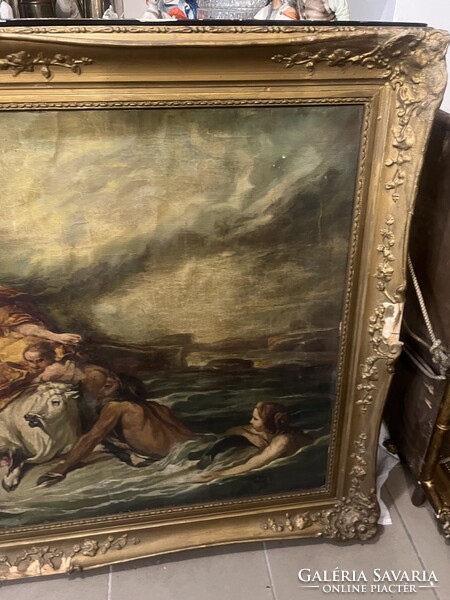 Monumentális 19. századi velencei festmény: Európa elrablása (Tiepolo után) – Pazar blondel keretben