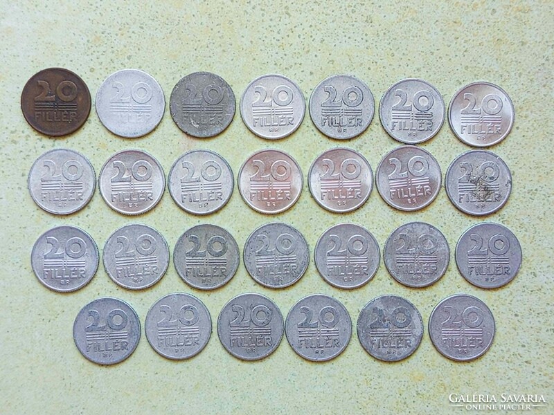 Magyarország 27 db Különböző Érme 20 Fillér 1947-1991