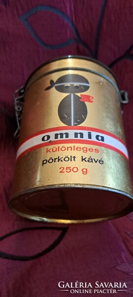 Régi kávés fém doboz, Omnia kávés pléh doboz (M6263)