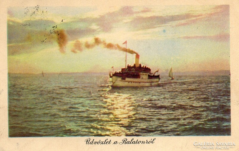 Képeslap: Hajók. Balaton.
