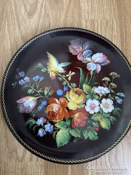 Álomszép gyűjtői rózsás porcelán dísztányér Bradex.