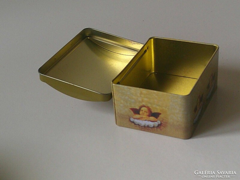 Karácsonyi angyalkás fém doboz, ládikó