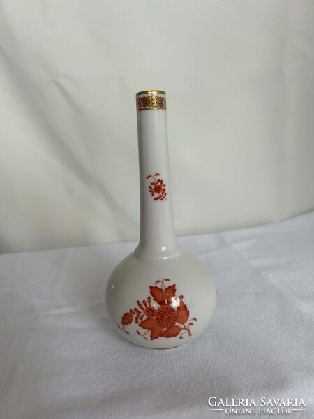 Herendi kézzel festett porcelán váza - Apponyi vörös mintás (7074/AP) - 20 cm - hibátlan