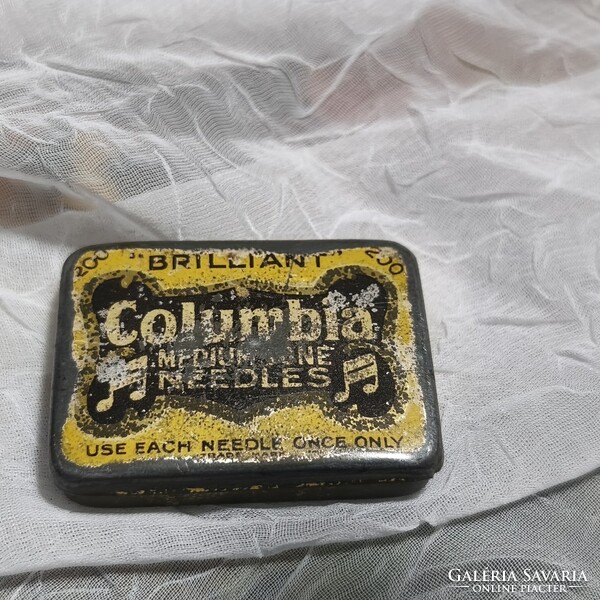 Antik Columbia gramofontűs bádogdoboz