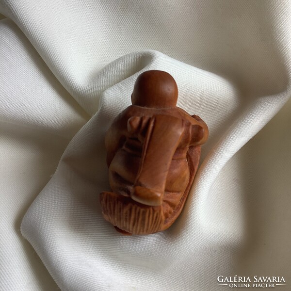Koi Halon lovagló baba Fa Állat japán netsuke necuke Miniatűr fafaragás Feng Shui Keleti Horoszkóp