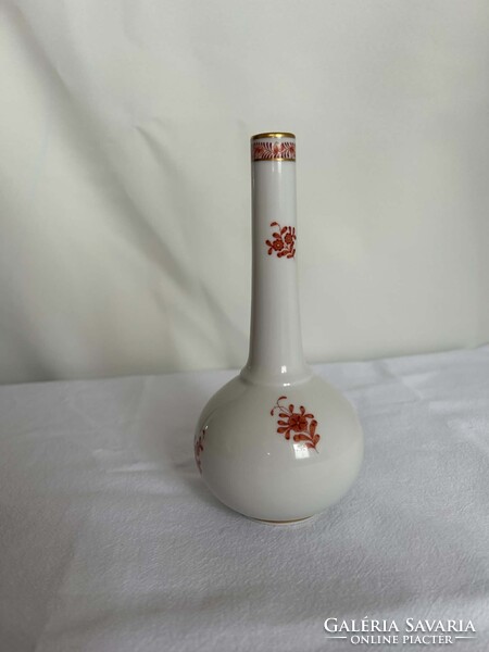 Herendi kézzel festett porcelán váza - Apponyi vörös mintás (7074/AP) - 20 cm - hibátlan