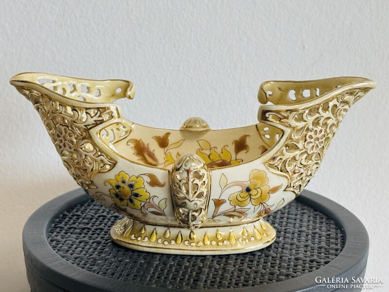 Zsolnay családjeles áttört jardiniere 1880 körül