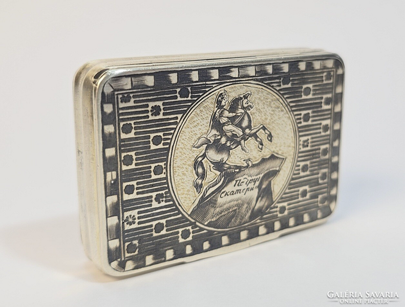 19th Century Russian Imperial Niello Silver Cigarette Case / Tobacco Container - 1824!!