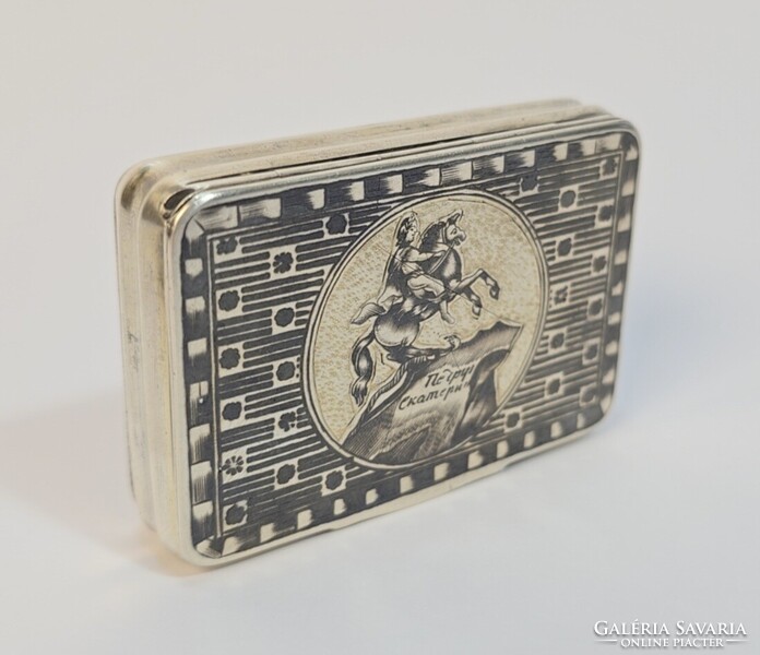 19th Century Russian Imperial Niello Silver Cigarette Case / Tobacco Container - 1824!!