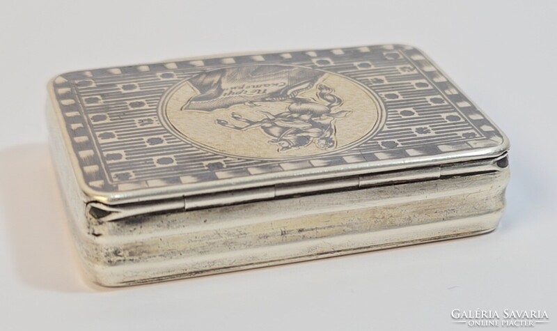 19th Century Russian Imperial Niello Silver Cigarette Case / Tobacco Container - 1824!!