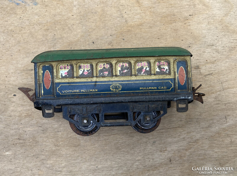 Hornby vagy Meccano modellvasút bádog személykocsi (zöld)