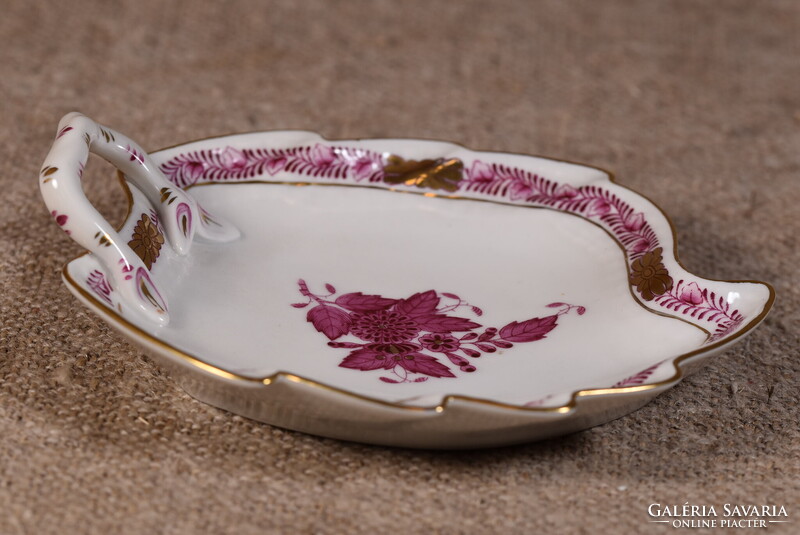 Herend Apponyi Purple porcelán tálka bonbonier fogantyús Magyarország 1960