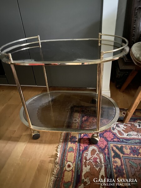 Ovális arany színű mid -Century  stílusú  zsúrkocsi