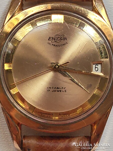 Enicar Ultrasonic 17 Jewels Incabloc dátumos vintage svájci karóra