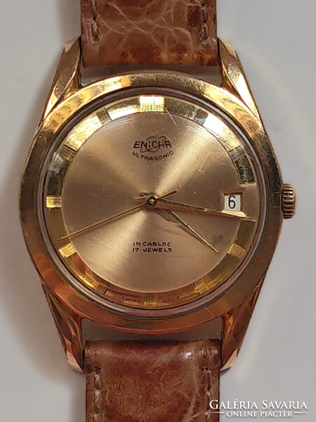 Enicar Ultrasonic 17 Jewels Incabloc dátumos vintage svájci karóra