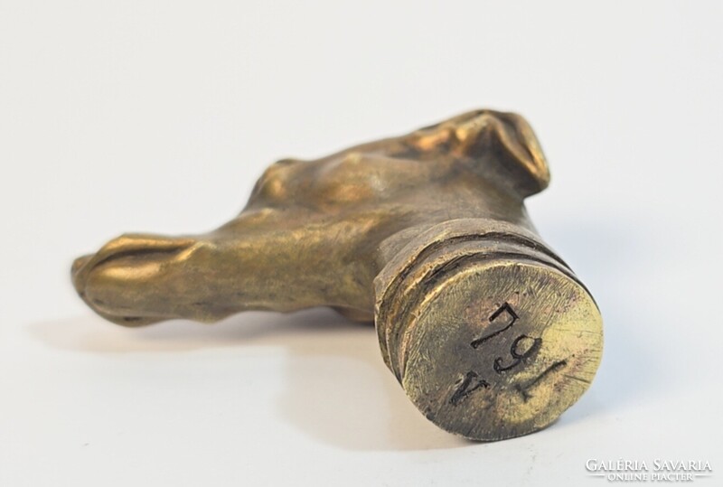 Antique/old bronze-copper greyhound head / small sculpture