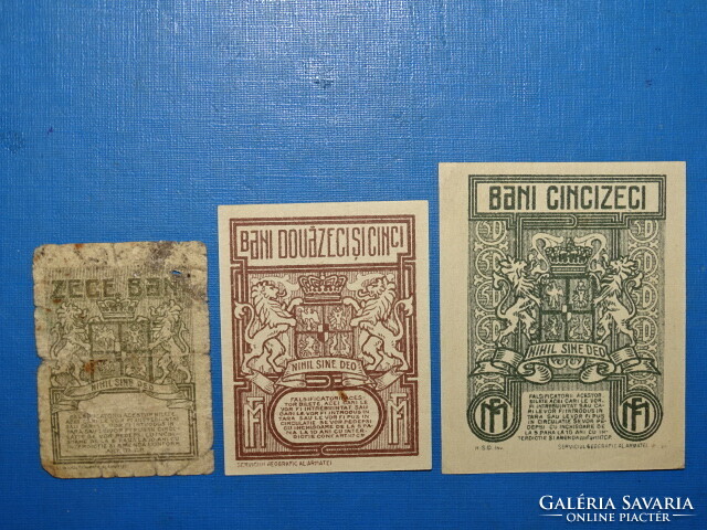 ROMÁNIA 10 + 25 + 50 BANI 1917 UNC -K IS !! RITKA !!! RRR !!!
