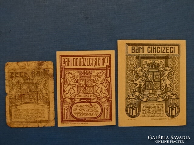 ROMÁNIA 10 + 25 + 50 BANI 1917 UNC -K IS !! RITKA !!! RRR !!!