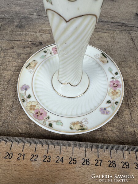 -AX682- Zsolnay pillangós porcelán gyertyatartó talpas asztali gyertya tartó kézzel festett