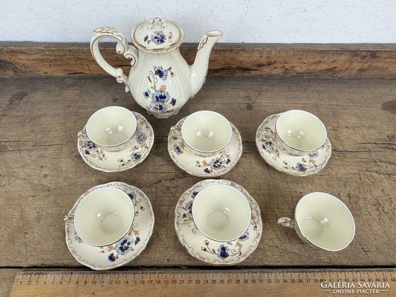 -AX678- Zsolnay búzavirág mintás porcelán teáskészlet kávéskészlet mokkáskészlet kancsó csésze szett
