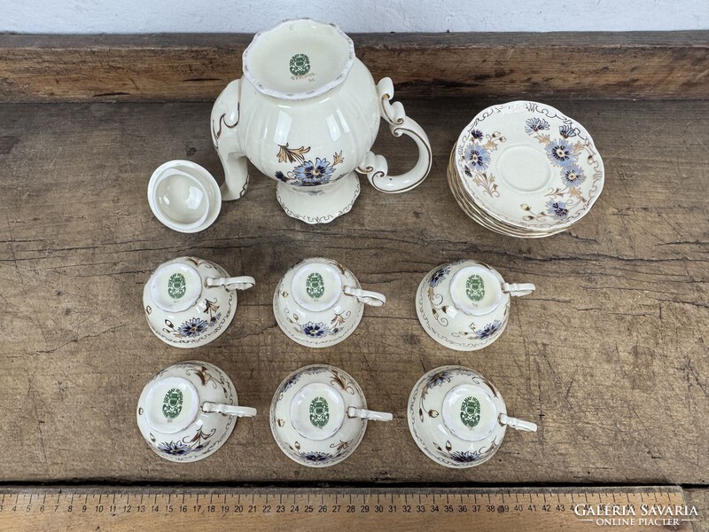 -AX678- Zsolnay búzavirág mintás porcelán teáskészlet kávéskészlet mokkáskészlet kancsó csésze szett