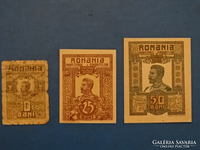 ROMÁNIA 10 + 25 + 50 BANI 1917 UNC -K IS !! RITKA !!! RRR !!!