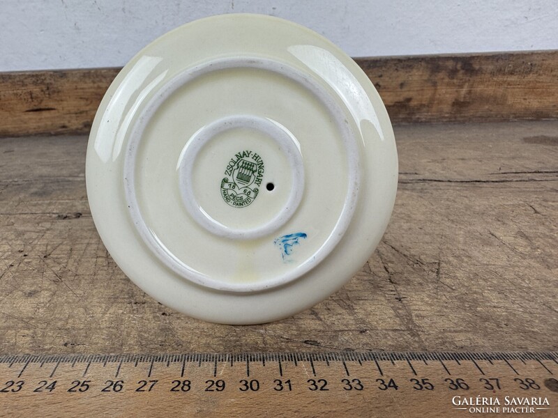 -AX682- Zsolnay pillangós porcelán gyertyatartó talpas asztali gyertya tartó kézzel festett