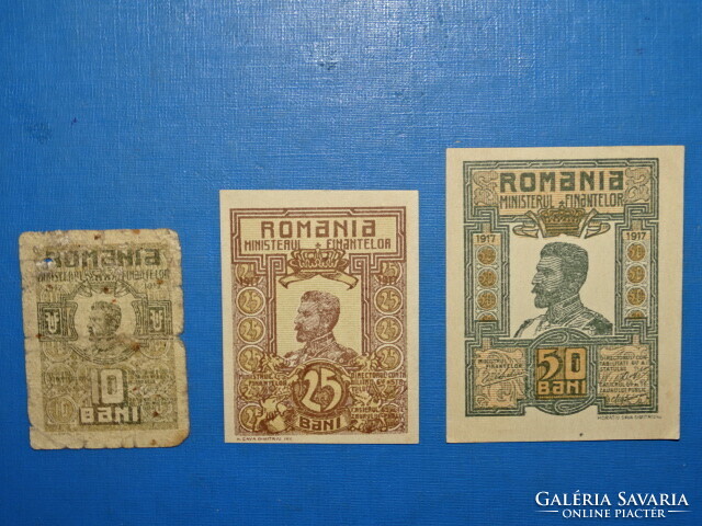 ROMÁNIA 10 + 25 + 50 BANI 1917 UNC -K IS !! RITKA !!! RRR !!!