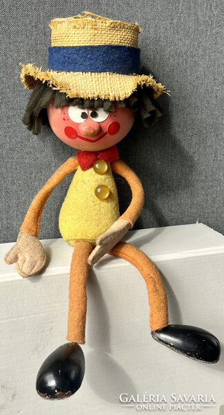Foky Ottó szalmakalapos báb, 33 cm figura, eredeti , Foky báb.