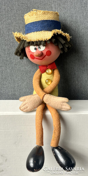 Foky Ottó szalmakalapos báb, 33 cm figura, eredeti , Foky báb.