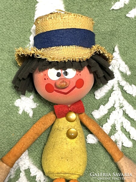 Foky Ottó szalmakalapos báb, 33 cm figura, eredeti , Foky báb.