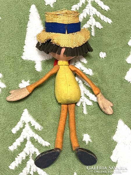 Foky Ottó szalmakalapos báb, 33 cm figura, eredeti , Foky báb.