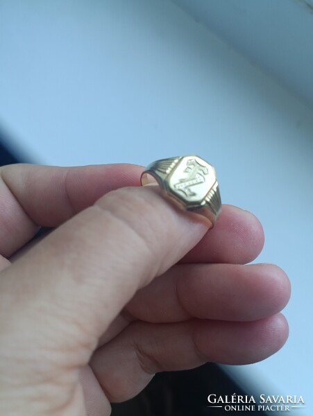 14 kar 2,55 gr 61 méret csodás arany pecsét gyűrű