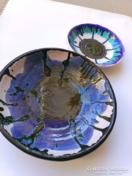 Prémium Kék Kerámia Szett: Mosonyi Mária (15 cm) & Laborcz Mónika (19 cm) falitálak
