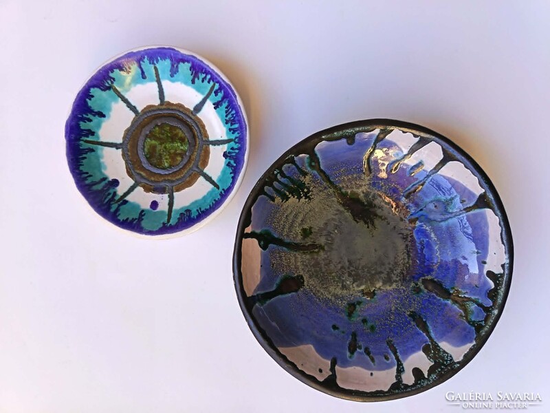 Prémium Kék Kerámia Szett: Mosonyi Mária (15 cm) & Laborcz Mónika (19 cm) falitálak