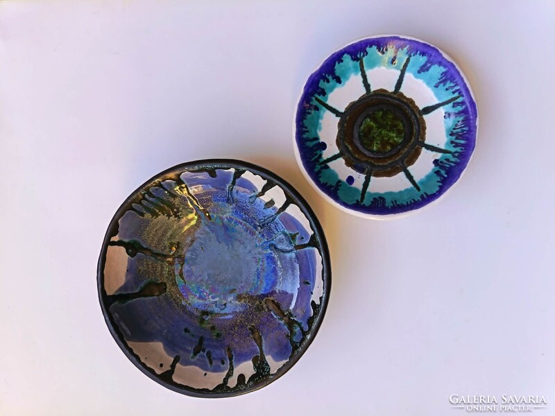 Prémium Kék Kerámia Szett: Mosonyi Mária (15 cm) & Laborcz Mónika (19 cm) falitálak