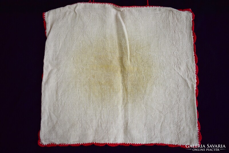 Hímzett vászon erdélyi írásos kézimunka párna huzat díszpárna minta  51x45 cm kalotaszegi