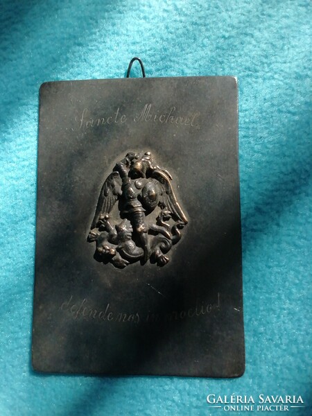 Sancte Michael fém plakett  Szent Mihály arkangyal  10*7cm
