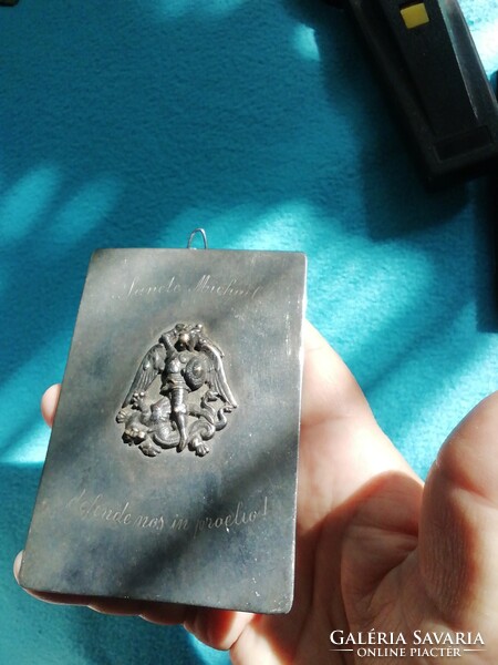 Sancte Michael fém plakett  Szent Mihály arkangyal  10*7cm