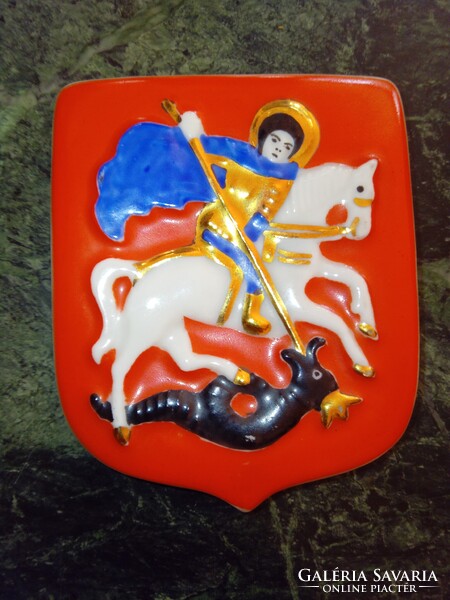 Sárkányölő Szent György - orosz Dimitrovszkij Verbilki porcelán falidísz