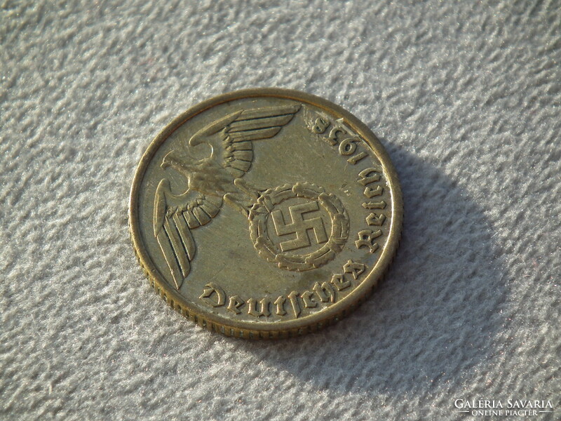 Németország, horogkeresztes birodalmi 10 Pfennig (Reichspfennig), 1938 F