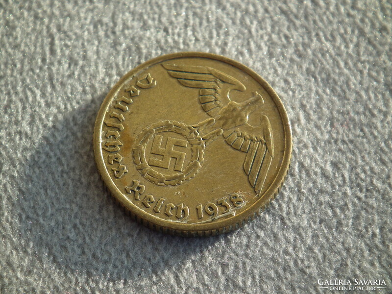 Németország, horogkeresztes birodalmi 10 Pfennig (Reichspfennig), 1938 F