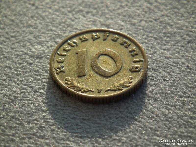Németország, horogkeresztes birodalmi 10 Pfennig (Reichspfennig), 1938 F