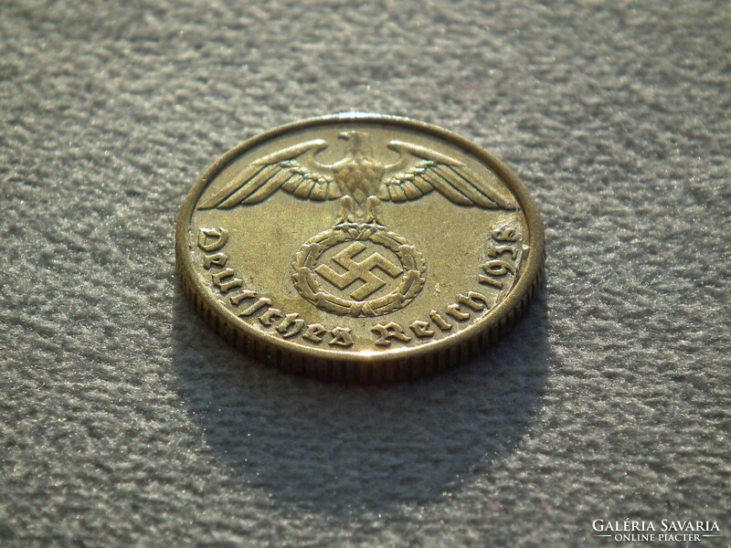 Németország, horogkeresztes birodalmi 10 Pfennig (Reichspfennig), 1938 F