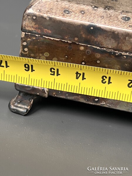 Antik vintage patinás ritka brit ezüstözött szivardoboz ékszertartó 1977 Aristocrat Made in England