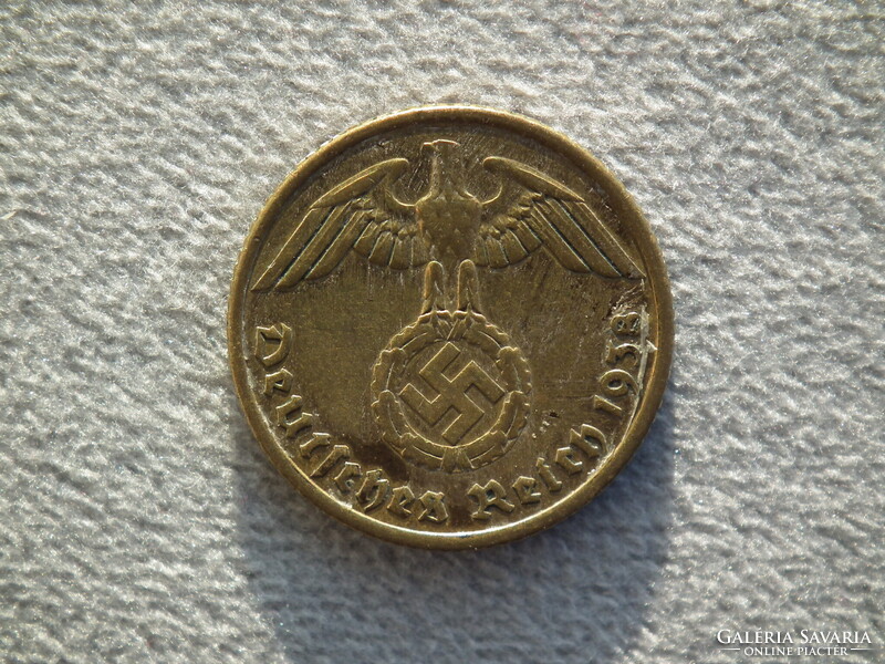 Németország, horogkeresztes birodalmi 10 Pfennig (Reichspfennig), 1938 F