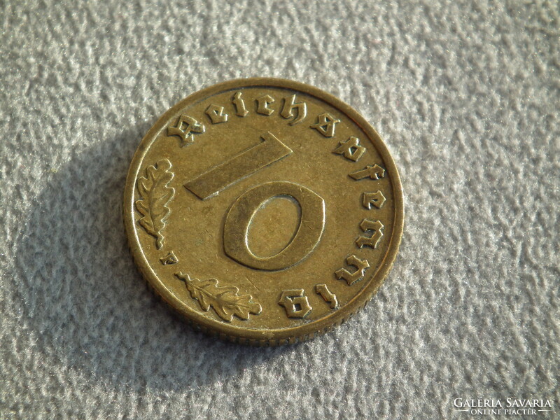 Németország, horogkeresztes birodalmi 10 Pfennig (Reichspfennig), 1938 F